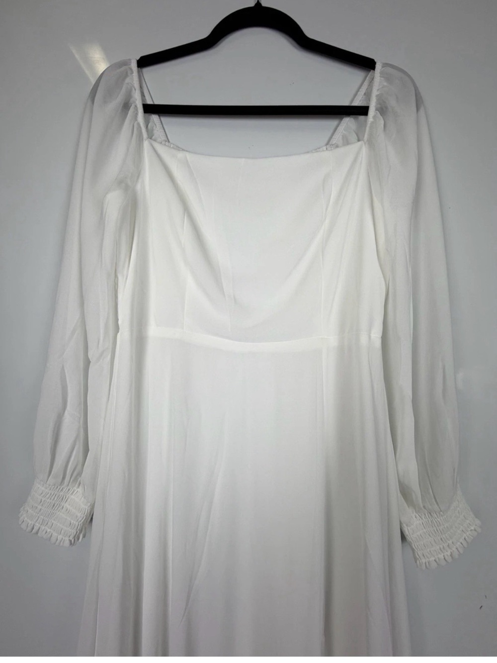 BalticBorn Giselle Long Sleeve Square Neck White Maxi Dress Sz L - Picture 8 of 10
